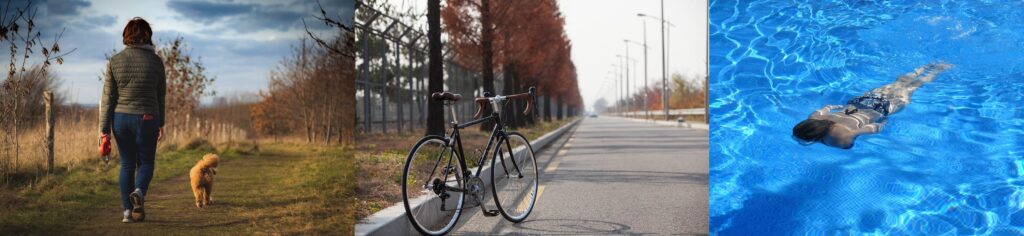 스쿼트,자전거,수영의 예제 이미지